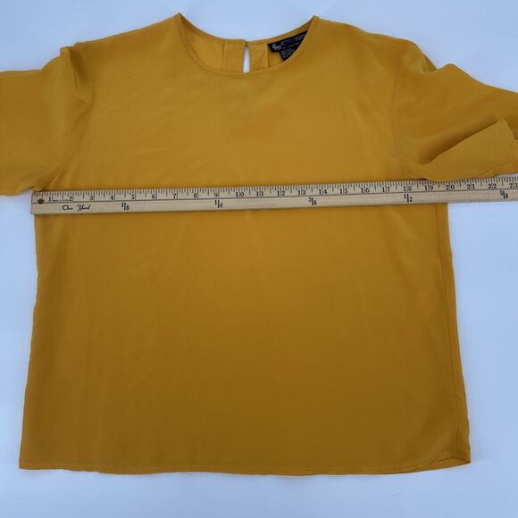 Vintage Sophisticates by Jonathan Martin Silk Top Womens Size M Yellow 90s - Picture 4 of 6